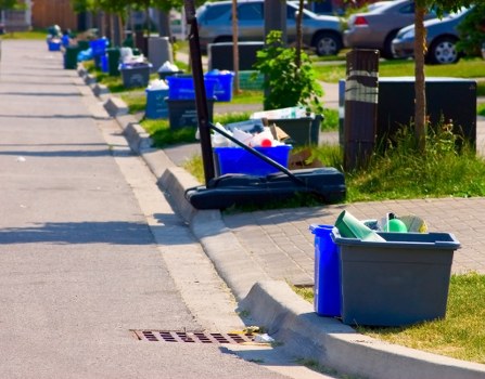 Various types of builders waste including concrete and wood